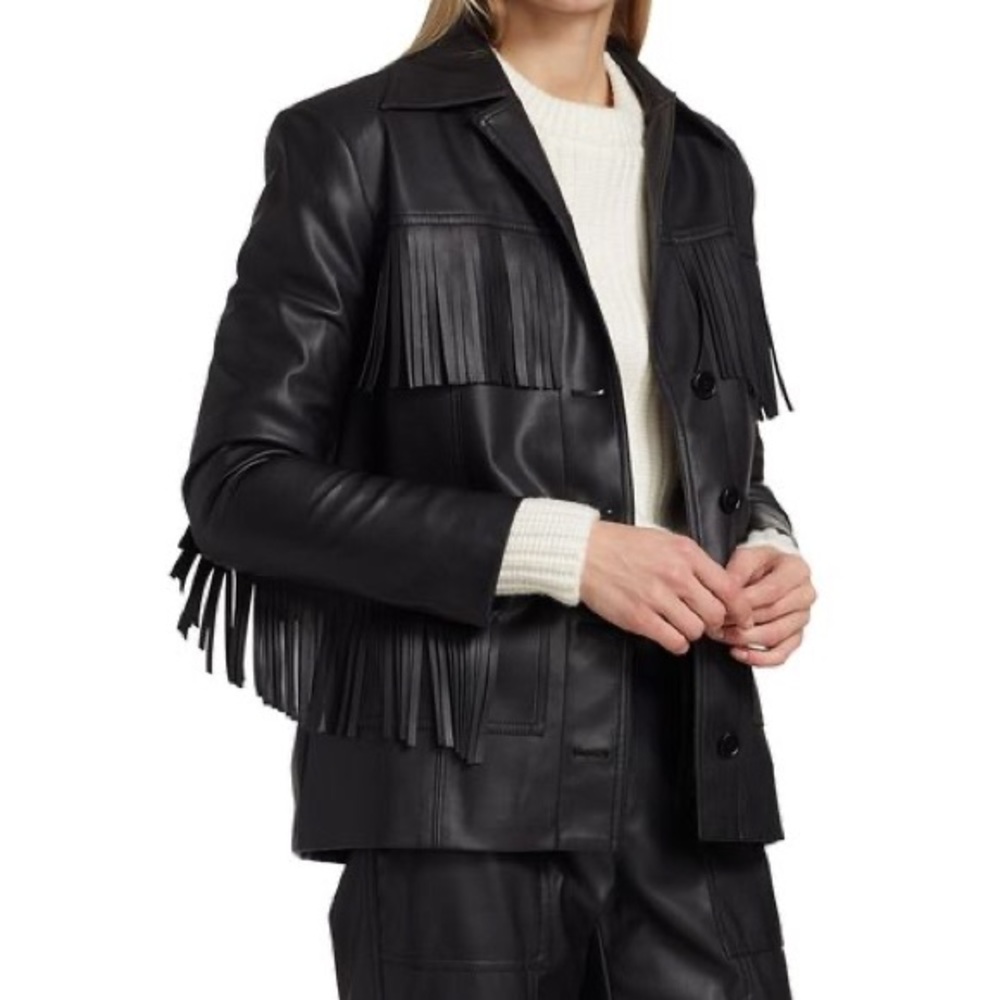 DEREK LAM - Gwenna Fringe Jacket - Black - size 16